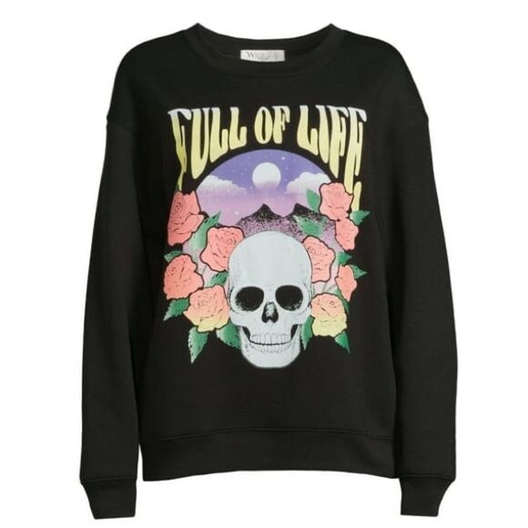 Wound Up Full of Life “skull” Graphic Fleece Sweatshirt - Picture 1 of 8